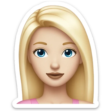 Pretty blonde girl with blue eyes light pink lips and very blonde straight hair sticker