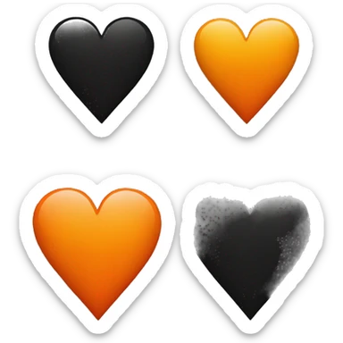 Half black and half orange heart sticker