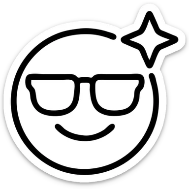 the concept of 'rizz' as a cool, confident, charismatic emoji, outlined icon style sticker