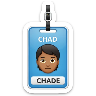 nametag with the words "chad yarde" sticker