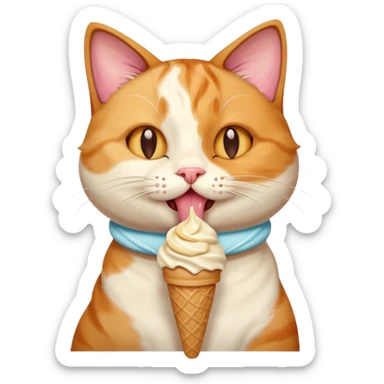 A cat enjoying an ice cream, eyes closed in delight, portrait, bust up sticker