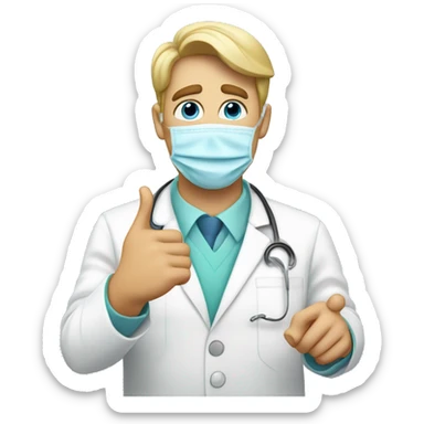 White man Dentist doctor saying no with crossed hands and pointing finger sticker