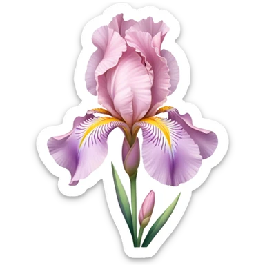 single Soft Pink Iris, straight stem sticker