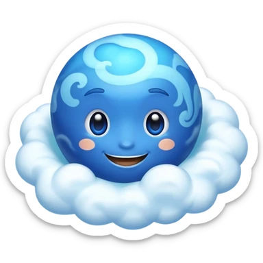 Neptune planet with blue surface and a cute smiling face sticker