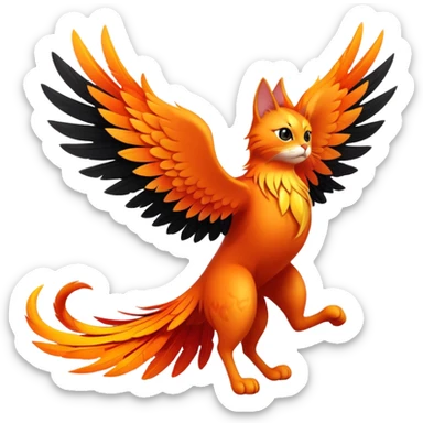 Cat riding a phoenix sticker