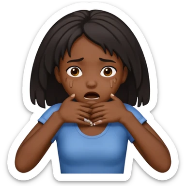 Black girl choking herself with her hands sticker
