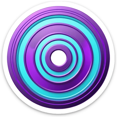 Flat bullseye target emoji, 2D icon, concentric rings, neon purple and cyan holographic glow, dark background, digital tech style, abstract sparkles, no depth, no face sticker