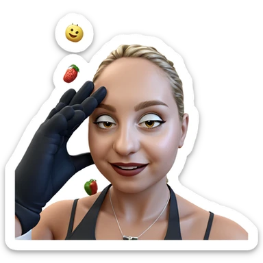 smiling girl with food indoors sticker