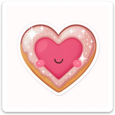 food heart emoji, cute and shiny, with sparkles, no background sticker