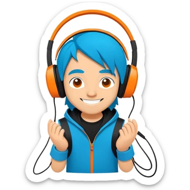 Sprunki character from Incredibox, cute cartoon mascot with headphones sticker