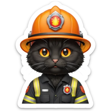 black cat in firefighter suit sticker