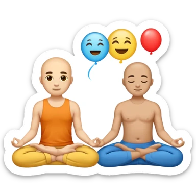  split circle: one half shows a party emoji 🎉 (pleasure), the other a person meditating 🧘 (meaning)—flat vector style, labeled “Type 1” and “Type 2.” sticker