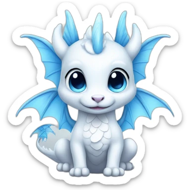 cute fairy White dragon with blue wings sticker