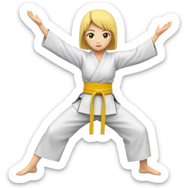 Woman doing aikido, wearing yellow belt sticker