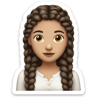 Girl with long dark brown hair french braids with brown eyes fat lips  sticker