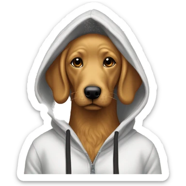 Human in hoodie with head of a sexy Golden doodle   sticker