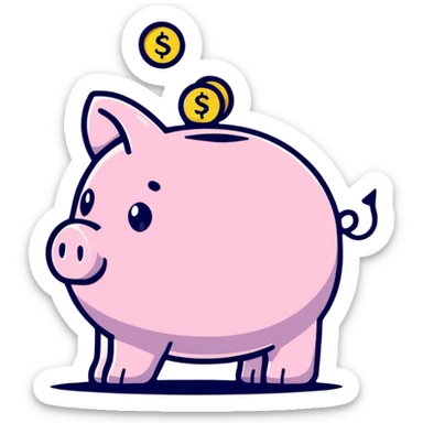 investment concept with piggy bank and sparkles sticker