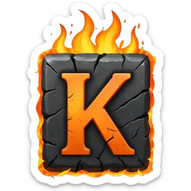 burning coal square with letter K on it sticker