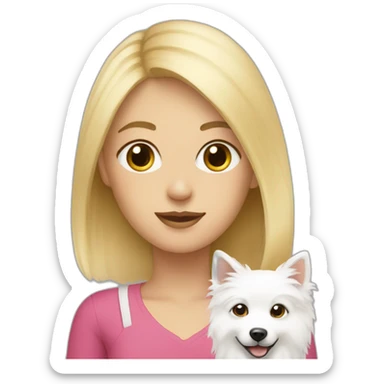 blonde girl with mom and white spitz sticker