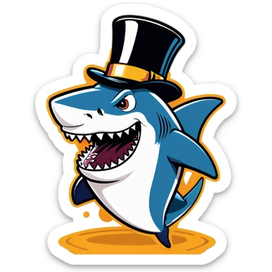 Shark with a top hat at the Super Bowl for American football sticker