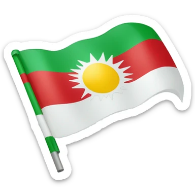 Kurdistan flag, red on top, green on bottom, white with a sun in the middle  sticker