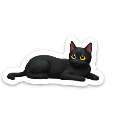 Black cat laying in front of fireplace  sticker