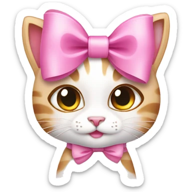 pretty pink bow on cat cartoon style sticker