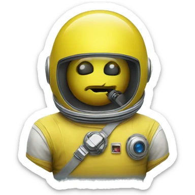yellow apple wearing space helmet sticker