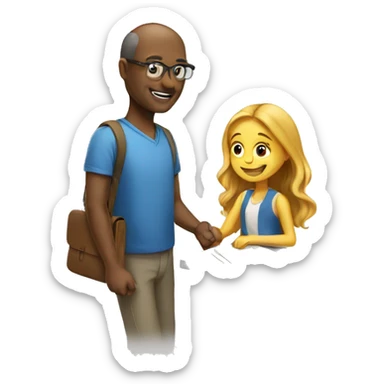 Man helping daughter succeed in math  sticker