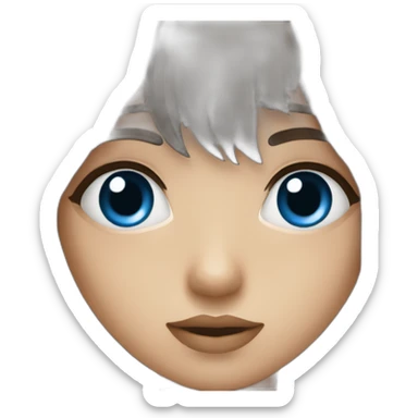 Fille aux yeux bleu brune avec une frange sticker