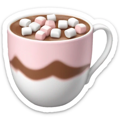 Light Pink mug of hot chocolate with marshmallows  sticker