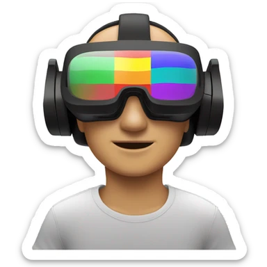 A VR headset with pride flag colors, be headset only sticker