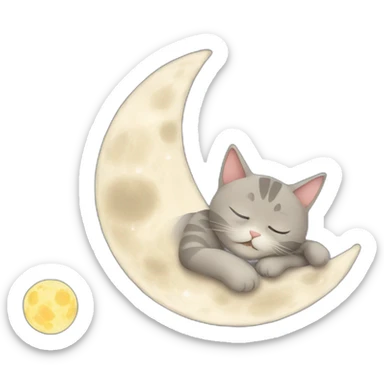 cat sleep on moon sticker