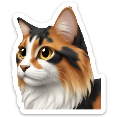 Long haired calico cat sticker