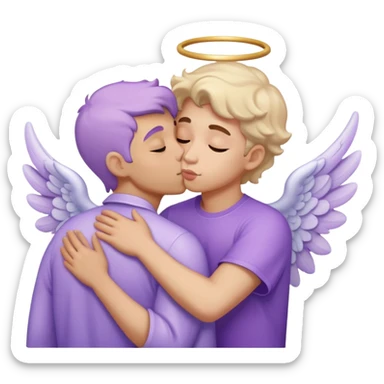 Pastel purple angel love kisses human man sticker