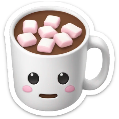 Light Pink mug of hot chocolate with marshmallows  sticker
