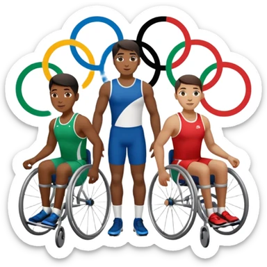 paralympic games with disable athletes with the right colors of olympic rings sticker