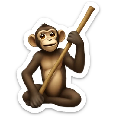 Monkey with stick sticker