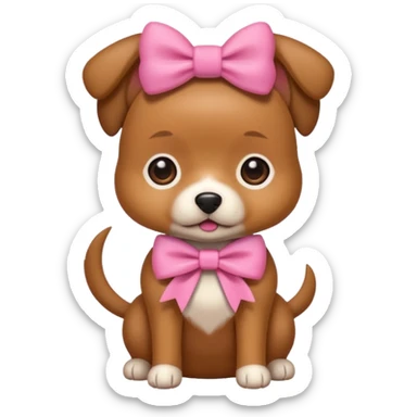 Dog that’s brown and little with a cute pink bow  sticker