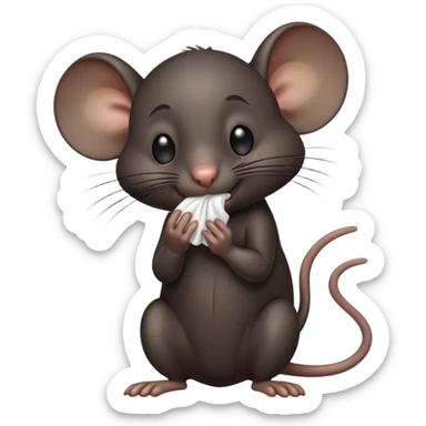a black rat standing and wiping its sweaty face sticker