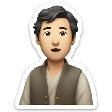 Half American and half Japanese man in early forties blowing a kiss  sticker