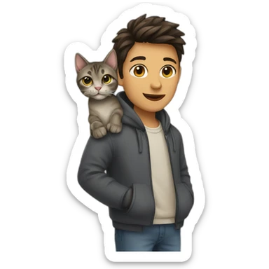 Cat + human sticker