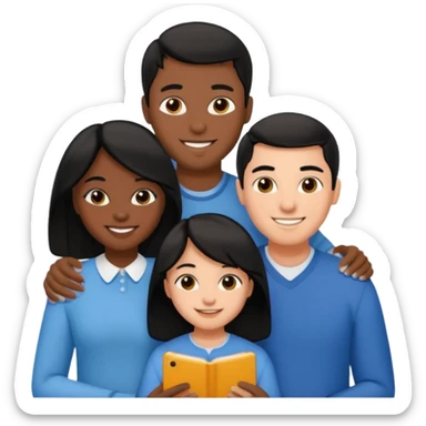 Couple of married man and woman with one kid teenager on the middle with black hair sticker