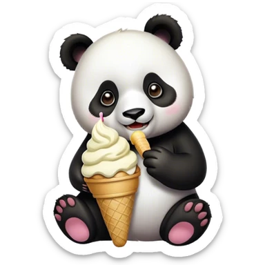 Panda eating ice cream sticker