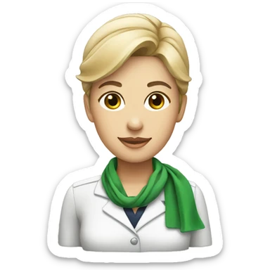flight attendant with green scarf sticker
