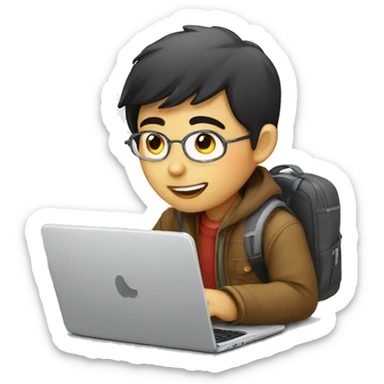 Graphic Designer asian boy with laptop sticker