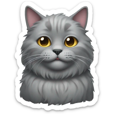 Flaffy grey cat sticker