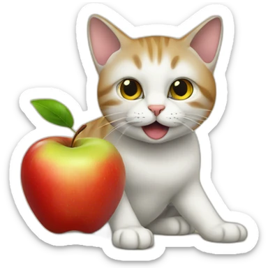 Cat eatin apple in sudan sticker