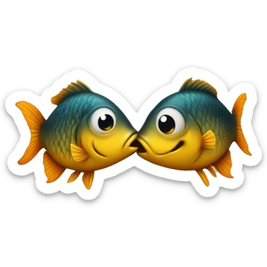 Two fish kiss each other  sticker