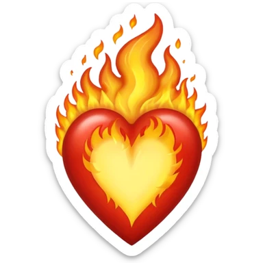 Cœur en feu avec u sticker
